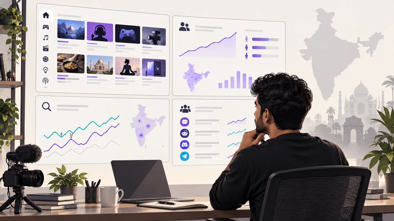 Indian creator comparing YouTube Charts, Studio Trends, Google Trends and audience signals