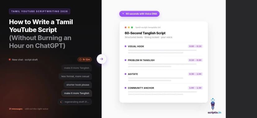 How to Write a Tamil YouTube Script in 2026 (Free Template + Voice DNA Guide)