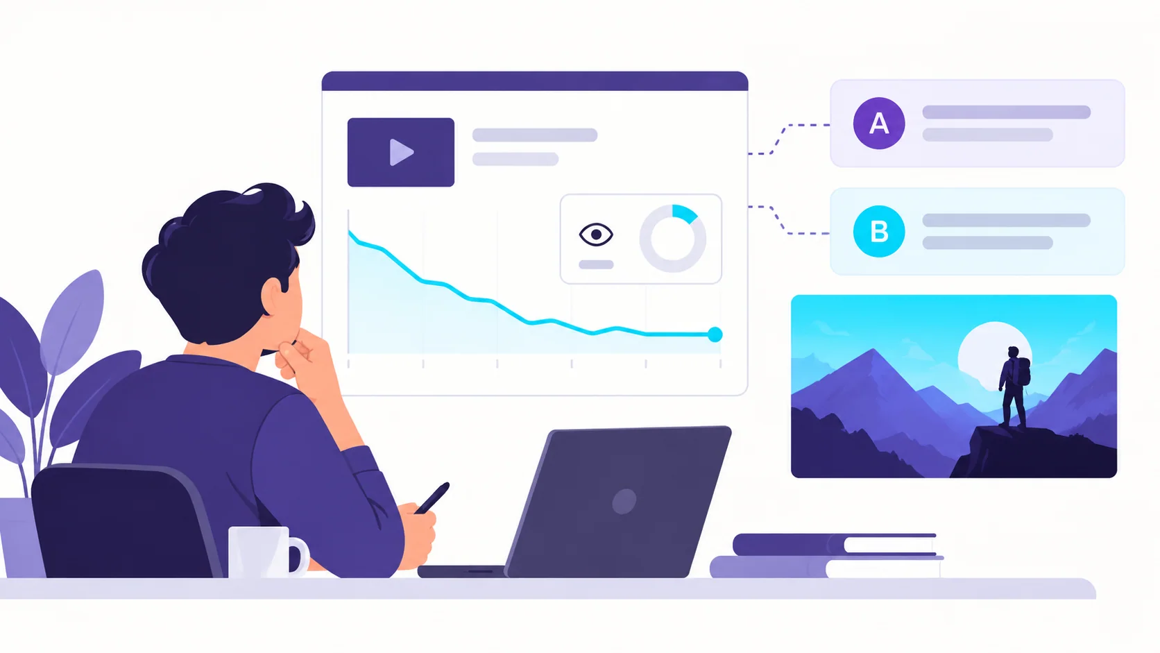 Creator reviewing YouTube impressions and title performance before editing a video