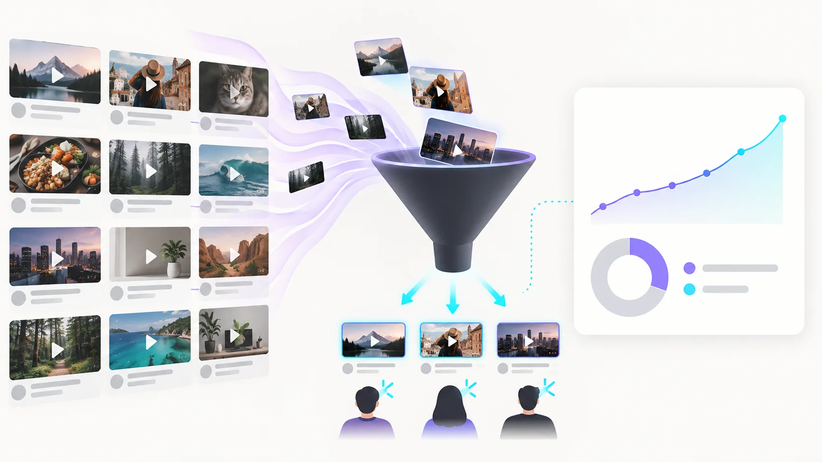 Diagram showing YouTube thumbnail impressions leading to viewer clicks and measured CTR